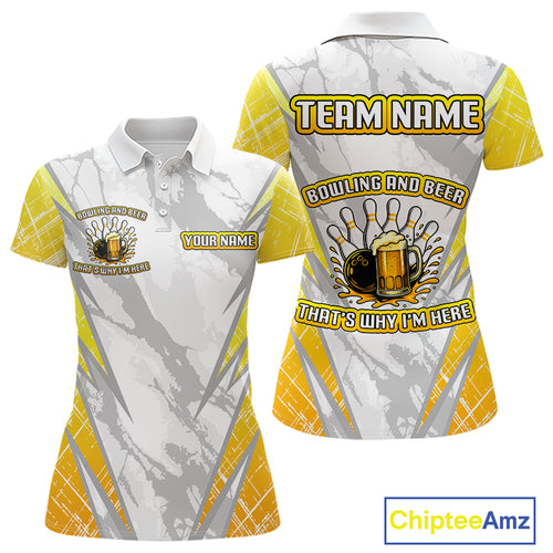Bowling and beer That's why I'm here Funny Women Bowling Shirts Custom Team Bowling Jerseys NQS10134