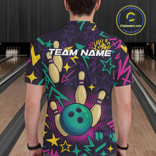 Load image into Gallery viewer, Custom purple graffiti pattern funny Bowling shirts for Men, bowling team league jerseys with Name NQS10270