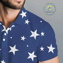 Load image into Gallery viewer, Red, White and Blue stars pattern Men golf polo shirts Custom American Flag patriotic mens golf top NQS10138