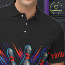 Load image into Gallery viewer, Funny Orange and Black Pumpkin Halloween Bowling Polo, 1/4 Zip Shirts For Men, Bowling Team Jersey NQS10470