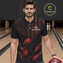 Load image into Gallery viewer, Black and Red American Flag Eagle Bowling Shirt For Mens Custom Patriotic Team bowling jerseys NQS10480