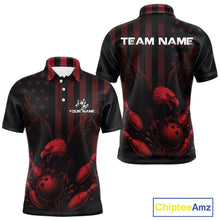 Load image into Gallery viewer, Black and Red American Flag Eagle Bowling Shirt For Mens Custom Patriotic Team bowling jerseys NQS10480