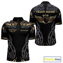 Load image into Gallery viewer, Personalized Black And Gold tribal pattern Bowling Shirts For Men, angel wings Bowling Team jerseys NQS10298
