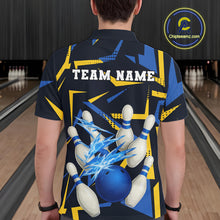 Load image into Gallery viewer, Personalized Blue And Yellow camo lightning thunder Bowling Shirts For Men Custom Bowling Team jersey NQS10305