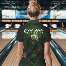 Load image into Gallery viewer, Personalized Green Reaper Skull Halloween Bowling Shirt For Women Custom Skull Bowling Team jersey NQS10311