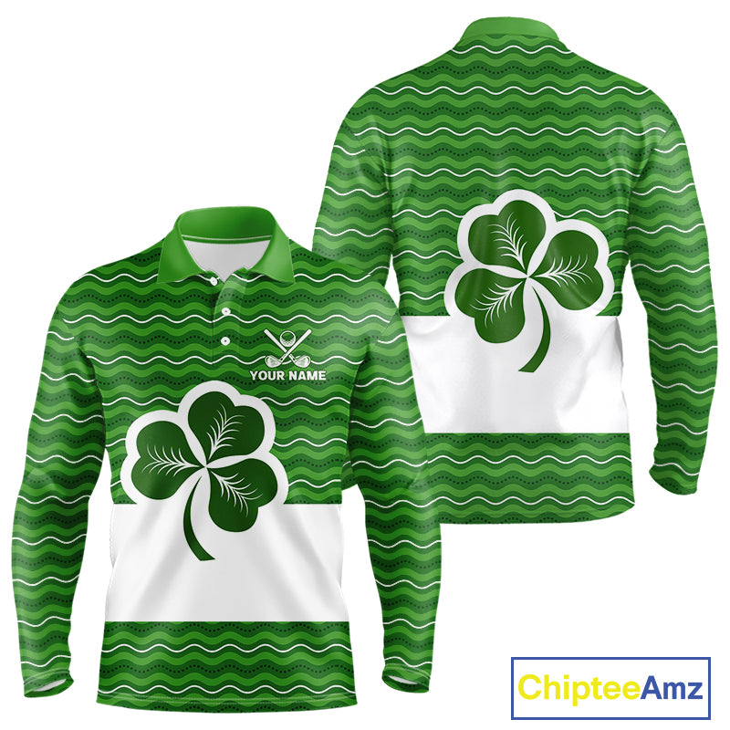 Green shamrock Lucky Mens polo golf shirts Custom St Patrick Day team golf jerseys NQS10508