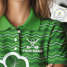 Load image into Gallery viewer, Green shamrock Lucky Women polo golf shirts Custom St Patrick Day team golf jerseys NQS10508