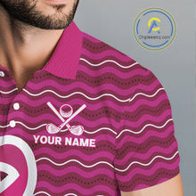Load image into Gallery viewer, Pink ribbon Mens polo golf shirts Custom Breast cancer awareness team golf attire for men NQS10509