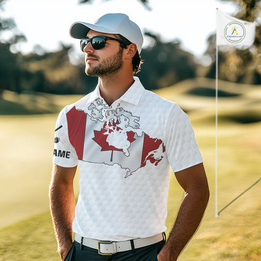 Personalized vintage Canadian Flag Men golf polo shirt Custom Patriotic Golf outfit For men NQS10182