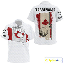 Load image into Gallery viewer, Personalized vintage Canadian Flag Kid golf polo shirts Custom Patriotic Golf outfit For Kid NQS10182