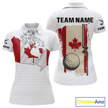 Load image into Gallery viewer, Personalized vintage Canadian Flag Women golf polo shirts Custom Patriotic Golf outfit For ladies NQS10182