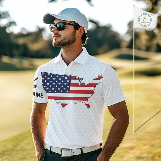 Personalized American Flag Men golf polo shirts Custom Patriotic Golf outfit For men NQS10183