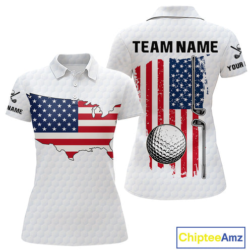 Personalized American Flag Women golf polo shirts Custom Patriotic Golf outfit For ladies NQS10183
