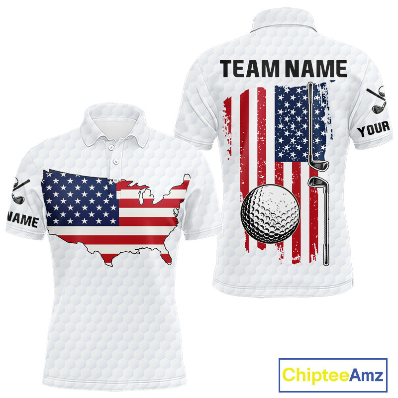 Personalized American Flag Men golf polo shirts Custom Patriotic Golf outfit For men NQS10183
