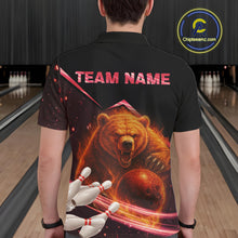 Load image into Gallery viewer, Custom Flame Bear Bowling Team Polo, Quarter zip Shirts For Men, Team Bowling Uniform NQS10321