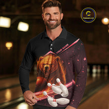 Load image into Gallery viewer, Custom Flame Bear Bowling Team Polo, Quarter zip Shirts For Men, Team Bowling Uniform NQS10321