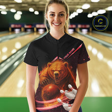 Load image into Gallery viewer, Custom Flame Bear Bowling Team Polo, Quarter zip Shirts For Women, Team Bowling Uniform NQS10321