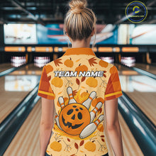 Load image into Gallery viewer, Funny Pumpkin Bowling Ball and pins Bowling Shirts for Women custom Halloween bowling team jerseys NQS10531
