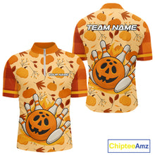 Load image into Gallery viewer, Funny Pumpkin Bowling Ball and pins Bowling Shirts for Men custom Halloween bowling team jerseys NQS10531