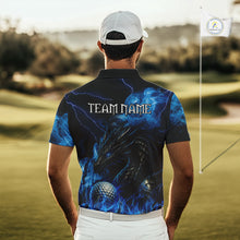 Load image into Gallery viewer, Blue Flame Dragon Golf polo shirts For Men Custom Dragon team mens golf outfits, gift for golf lover NQS10024