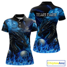 Load image into Gallery viewer, Blue Flame Dragon Women Golf polo shirts Custom Dragon team ladies golf outfits, gift for golf lover NQS10024