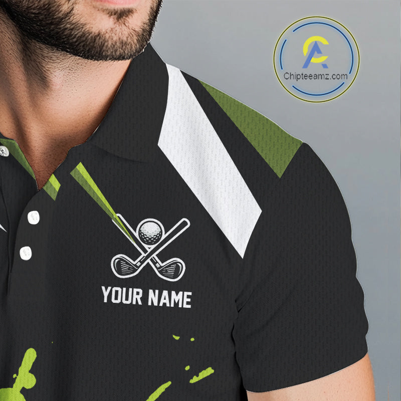 Black and Green Skull Golf polo shirts For Men Custom team golf outfits men, cool golf gifts NQS10025
