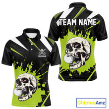 Load image into Gallery viewer, Black and Green Skull Golf polo shirts For Men Custom team golf outfits men, cool golf gifts NQS10025
