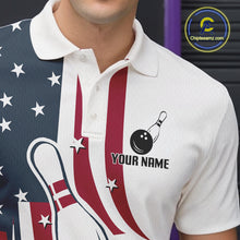 Load image into Gallery viewer, Red, White and Blue American Flag Bowling shirts For Men custom patriotic bowling team uniform jersey NQS10337