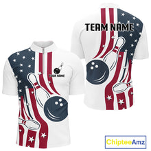 Load image into Gallery viewer, Red, White and Blue American Flag Bowling shirts For Men custom patriotic bowling team uniform jersey NQS10337