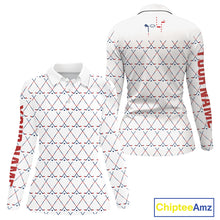 Load image into Gallery viewer, Red, White and Blue golf clubs pattern Women golf polo shirt Custom Patriotic golf outfits for ladies NQS10198