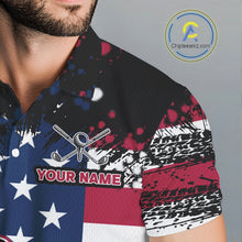 Load image into Gallery viewer, American Flag Black golf polo shirts for men custom patriotic retro golf team shirts, golfer gifts NQS10211