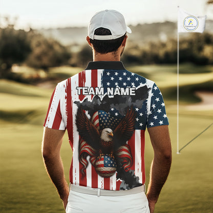 American Flag Eagle Golf Ball Mens Golf Polo Shirts Custom Patriotic Team Golf apparel for men NQS10571