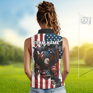 American Flag Eagle Golf Ball Sleeveless polo Shirt Custom Patriotic Team Golf apparel for ladies NQS10571