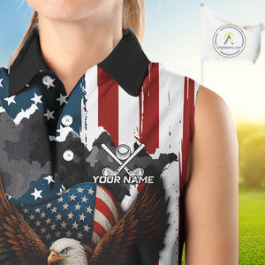 American Flag Eagle Golf Ball Sleeveless polo Shirt Custom Patriotic Team Golf apparel for ladies NQS10571