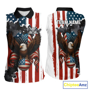 American Flag Eagle Golf Ball Sleeveless polo Shirt Custom Patriotic Team Golf apparel for ladies NQS10571