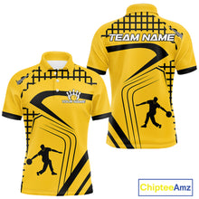 Load image into Gallery viewer, Custom Black and Yellow Bowling Shirts For Men, Personalized Team Bowling Jersey Bowler Outfit NQS10575