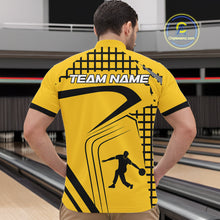 Load image into Gallery viewer, Custom Black and Yellow Bowling Shirts For Men, Personalized Team Bowling Jersey Bowler Outfit NQS10575