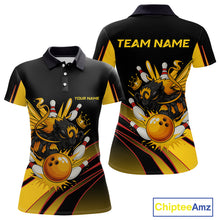 Load image into Gallery viewer, Black and Yellow Bee Bowling Polo, Quarter Zip Shirts For Women Custom Bee Bowling Team Jersey Outfit NQS10362