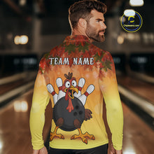 Load image into Gallery viewer, Custom Funny Turkey Bowling Shirt For Men, maple leaf pattern Thanksgiving Bowling Shirt Team Uniform NQS10368