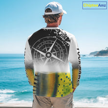 Load image into Gallery viewer, Personalized Mahi Mahi, Wahoo, Tuna scales black Fishing Shirts, compass offshore tournament Shirts NQS10372