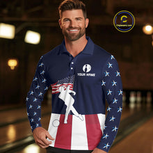 Load image into Gallery viewer, Red, White and Blue American Flag Bowling Team Shirts For Men Custom Patriotic Bowling Jerseys NQS10220