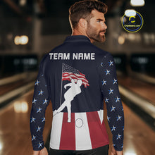 Load image into Gallery viewer, Red, White and Blue American Flag Bowling Team Shirts For Men Custom Patriotic Bowling Jerseys NQS10220