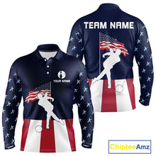 Load image into Gallery viewer, Red, White and Blue American Flag Bowling Team Shirts For Men Custom Patriotic Bowling Jerseys NQS10220