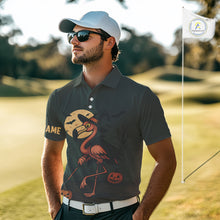 Load image into Gallery viewer, Halloween flamingo Mens golf polo shirt custom Halloween golf tops for men, unique golf gifts NQS10378