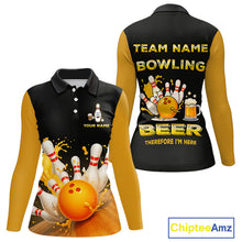 Load image into Gallery viewer, Bowling &amp; Beer therefore i&#39;m here custom funny Bowling shirts for Women, Bowling team apparel NQS10274