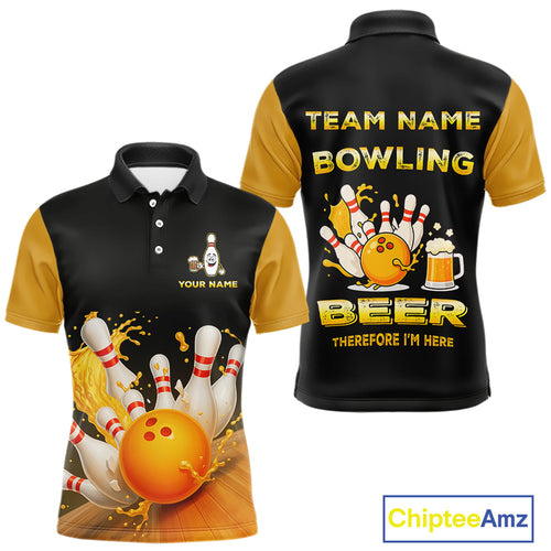 Bowling & Beer therefore i'm here custom funny Bowling shirts for Men, Bowling team apparel NQS10274