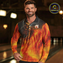 Load image into Gallery viewer, Orange Flame Skull reaper Bowling polo, quarter zip shirts for Men Custom skull bowling team jersey NQS10300