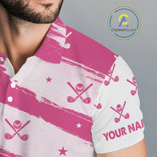 Load image into Gallery viewer, Pink American Flag Men golf polo shirt custom patriotic golf outfits men, cool golf gifts NQS10092