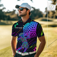 Load image into Gallery viewer, Colorful Neon skull golfer Men golf polo shirt custom golf attire for men, cool golf gifts NQS10098
