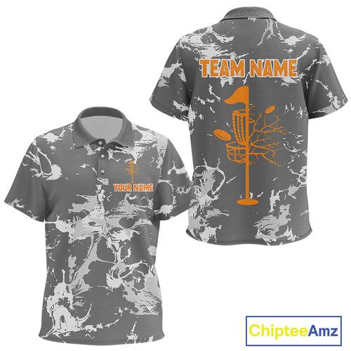 Gray Camo Orange Disc Golf basket Kid Disc golf polo shirt Custom team disc golf jerseys NQS9975